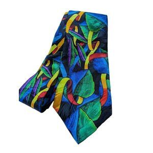 Rush Limbaugh No Boundaries Men's Bright Colors Leaf Pattern Silk Tie